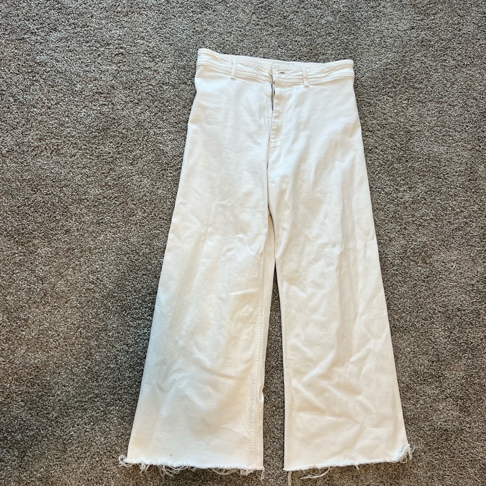 Zara Cream Straight Leg Jeans